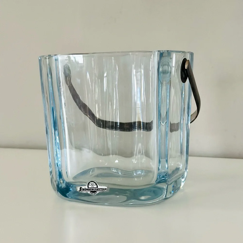 Vintage midcentury Swedish glass ice bucket